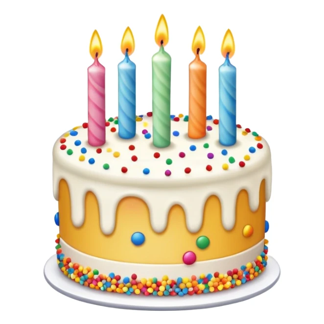 colorful birthday cake with lit candles and decorations sticker
