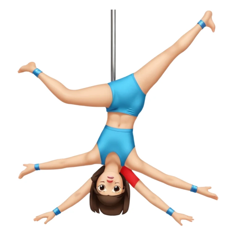 brunette with short hair (bob) and light skin pole dancing (hanging upside down) sticker