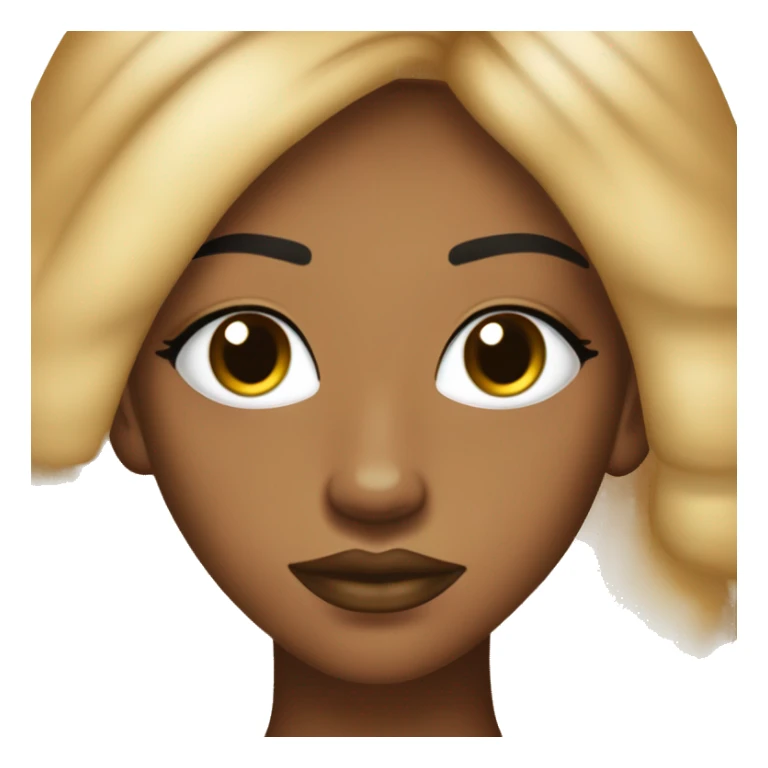 y2k baddie emote with no background. caramel complexion black girl with light brown eyes, face moles, lined, glossy lip, 2000s type of make up for black women, eyelashes, hair pulled up like B.A.P.S. and the same B.A.P.S. gold earrings sticker