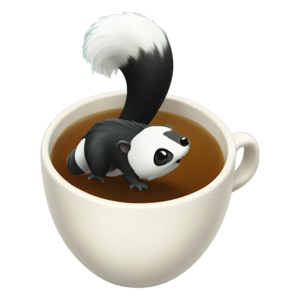 skunk tail in a cup of tea sticker