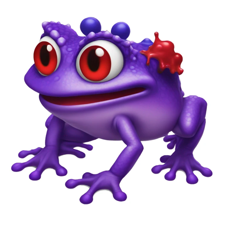 Purple horned frog spraying red paint of its eyes sticker