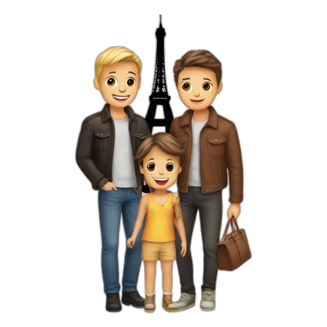 Gay couple with two kids Eiffel Tower  sticker
