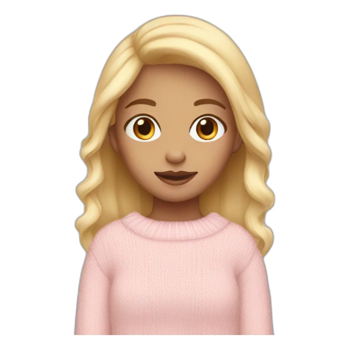 Girl with a sweater pastel pink and blond hair  sticker