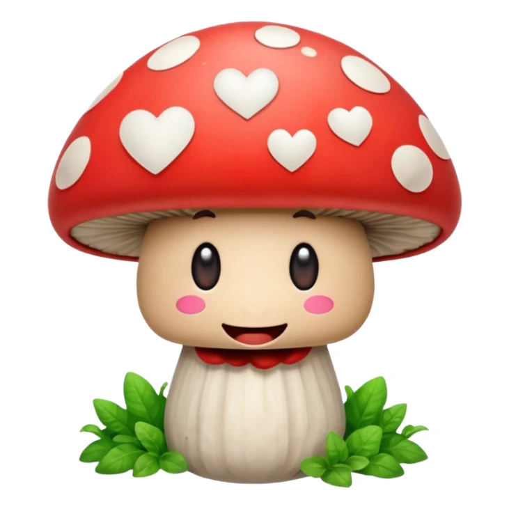 Smiling mushroom with a broken heart emoji next to it sticker