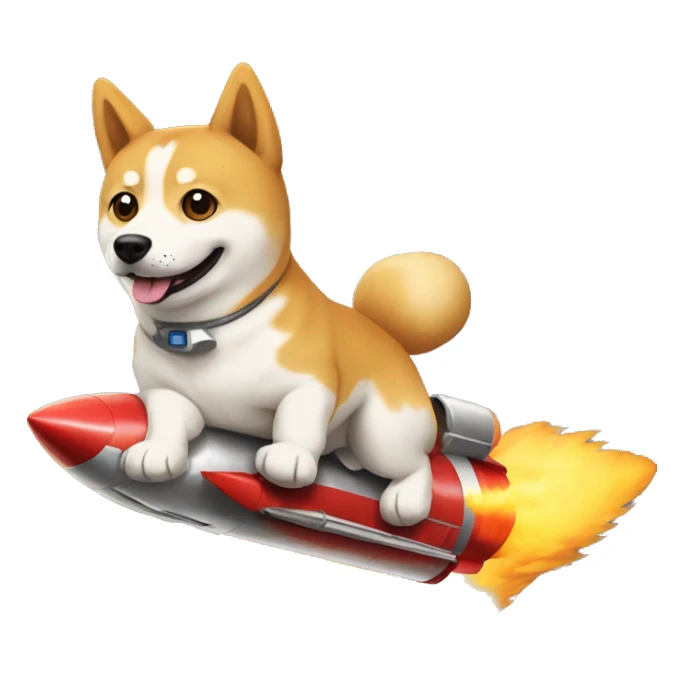 Doge riding a rocket drawn more cartoonishly sticker