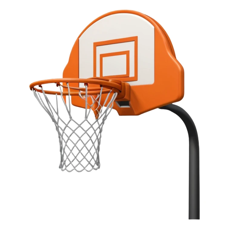 basketball hoop object icon, backboard and rim, net details, 3D cartoon, mobile game icon style, centered, clean background, no text, no watermark
 sticker