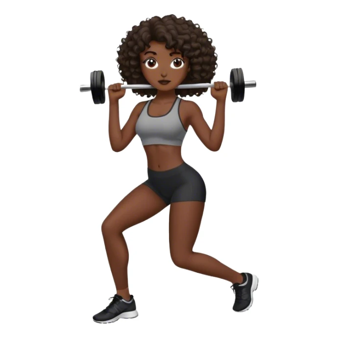 brunette curl medium hair woman black skin working out sticker