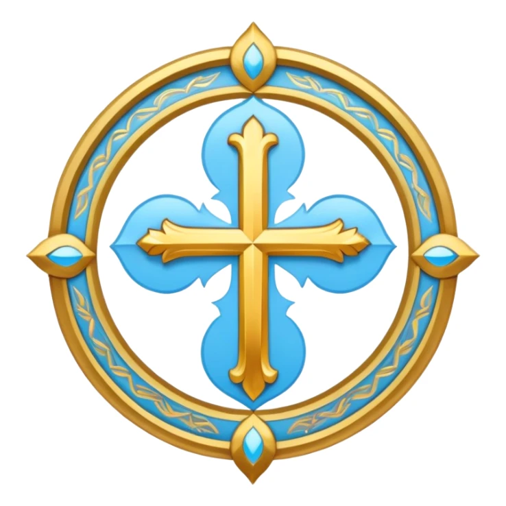 saint emblem with light blue colors and holy symbols sticker