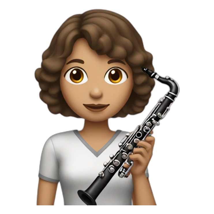 Girl with brunette Bob Hair Style play clarinet  sticker