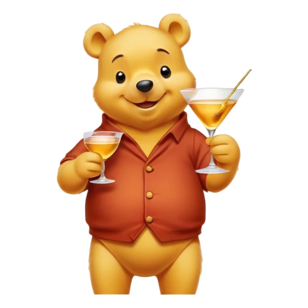 Winnie-the-Pooh with a martini  sticker