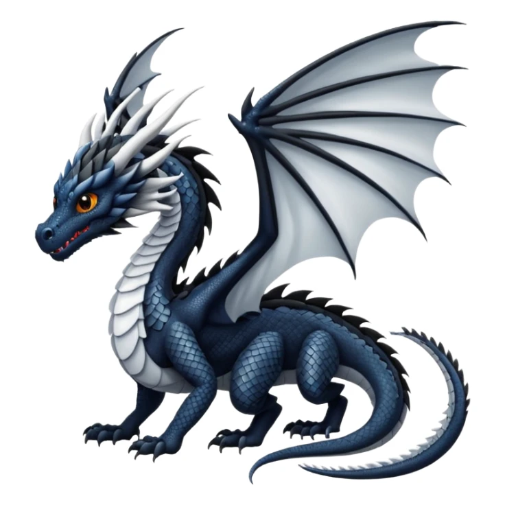 white and black wings dragon sticker