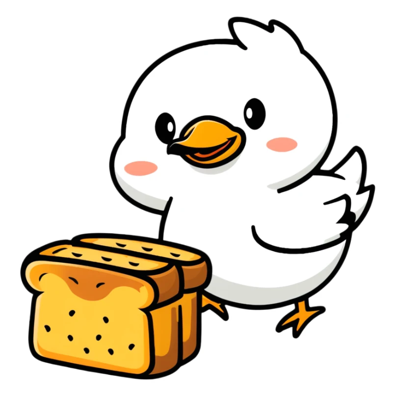 duck made of gluten emerging from bread loaf sticker