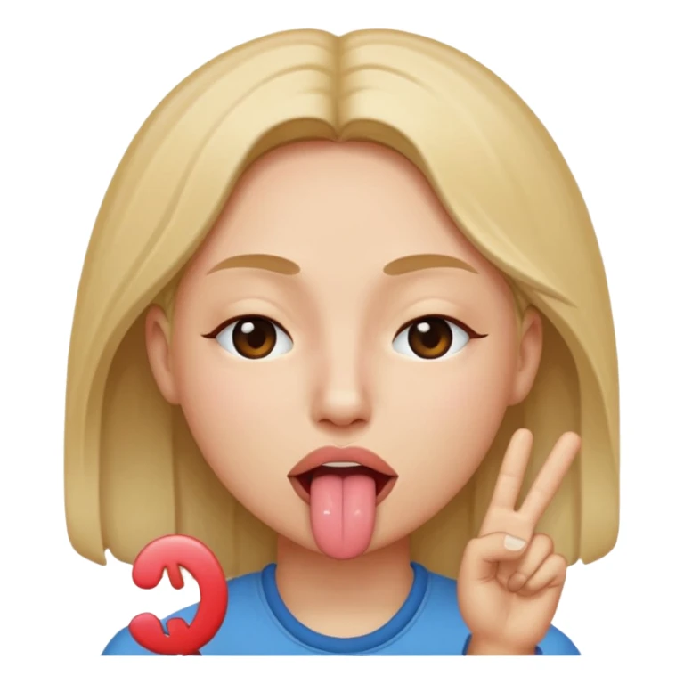Eyes shut, tongue out , peace sign ￼ sticker