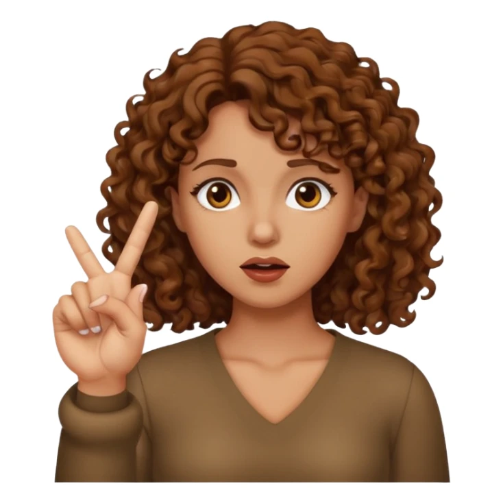 Brown curly hair woman with finger up in disgust sticker
