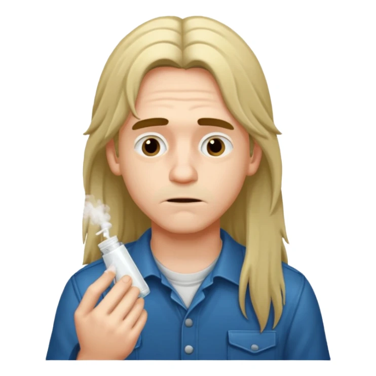 boy with long hair sneefing coke sticker