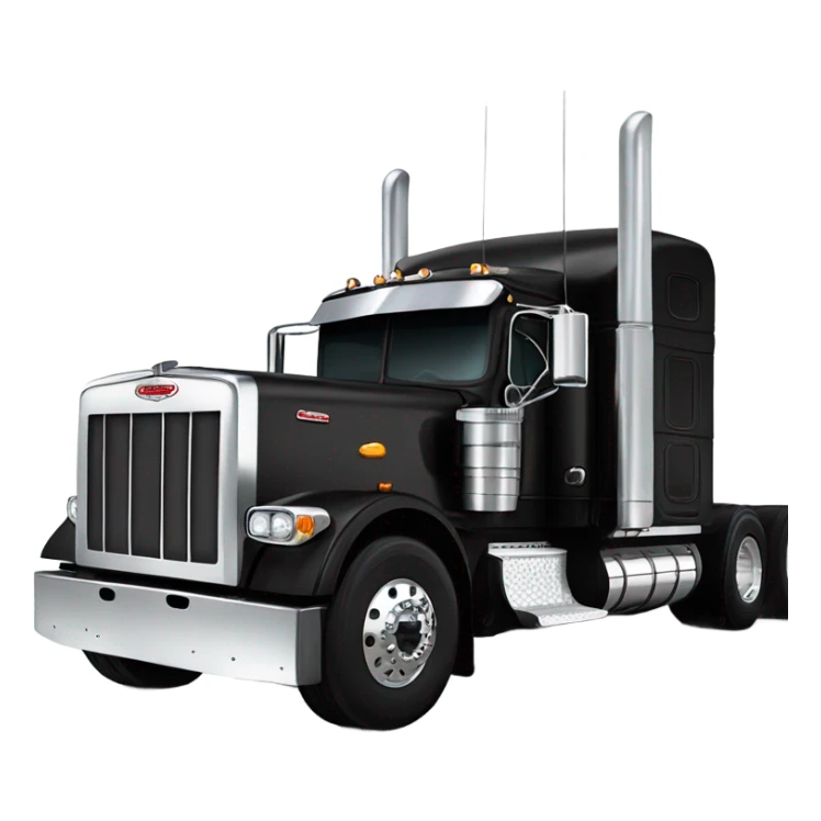 Peterbilt 389 black with flat top and dual rear tires and flat bumper sticker