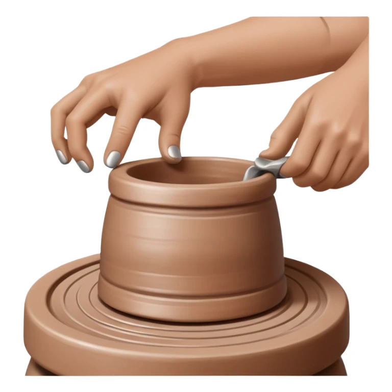 thumb pressing side of clay down onto a silver pottery wheel, thumb at the bottom of the clay, pottery gesture sticker