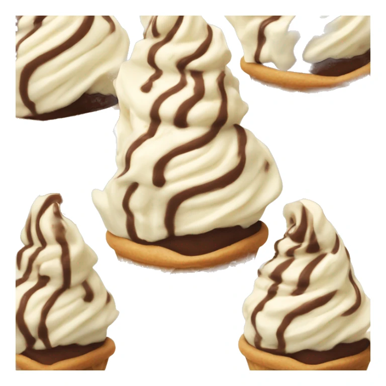 Chocolate and vanilla swirl soft serve on a cone sticker