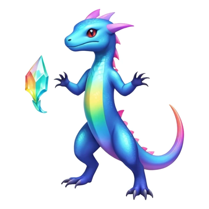 Rainbow crystalic Shiny pastel Salandit-Aurorus-Noibat-Fakémon-hybrid-creature (full body)  sticker