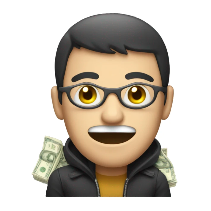 Thief with a lot of money in his hand sticker