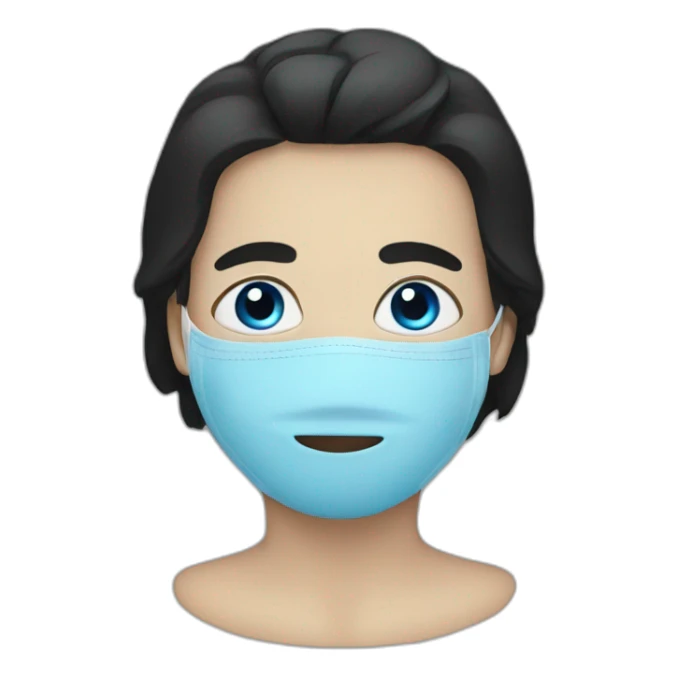 A person with black hair, wearing a mask, and blue eyes  sticker