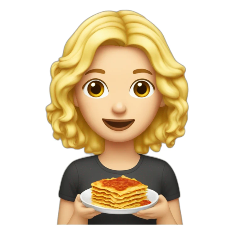 Une jolie blonde qui manges de la lasagne sticker