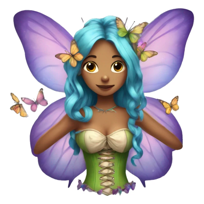 A fairy wearing corset and butterflies around her sticker
