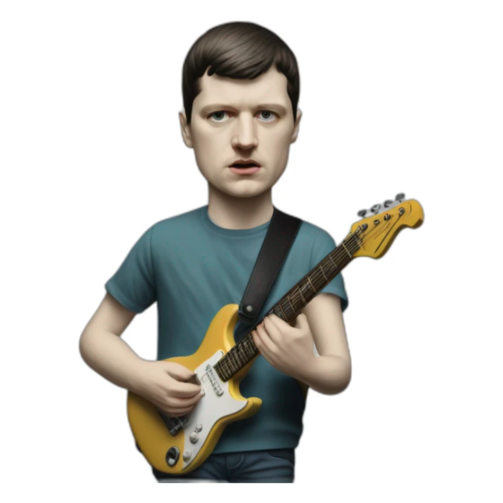 photo realistic Ian Curtis, standing, playing electric guitar, full body front view sticker