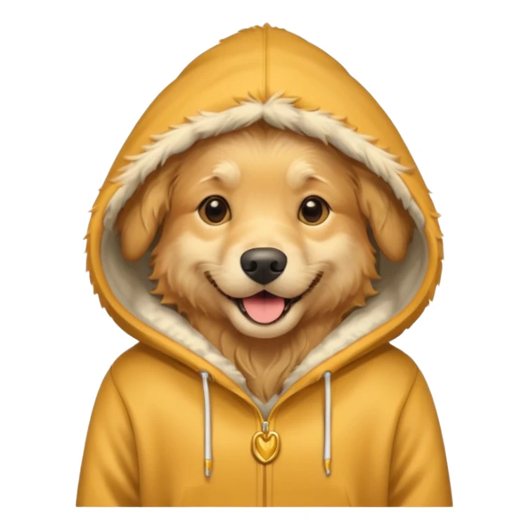 Golden retriever wearing a hoodie sticker