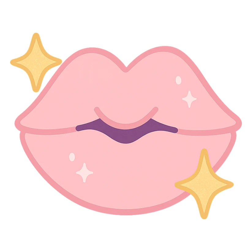 cute pastel pink kiss mark, glittery sparkles, dreamy and soft sticker