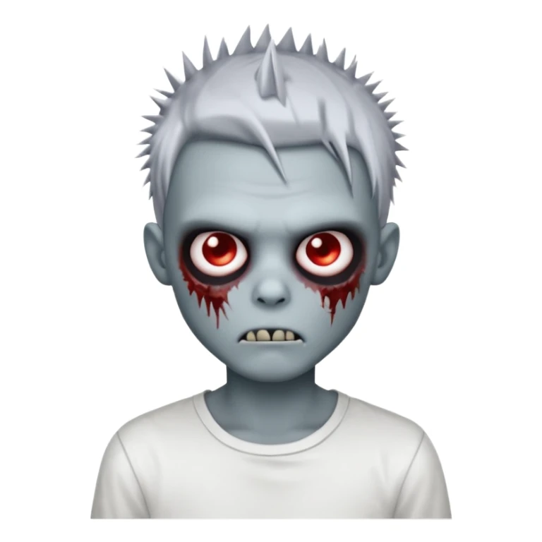 chrome zombie boy with spiky emo hair and white shirt sticker