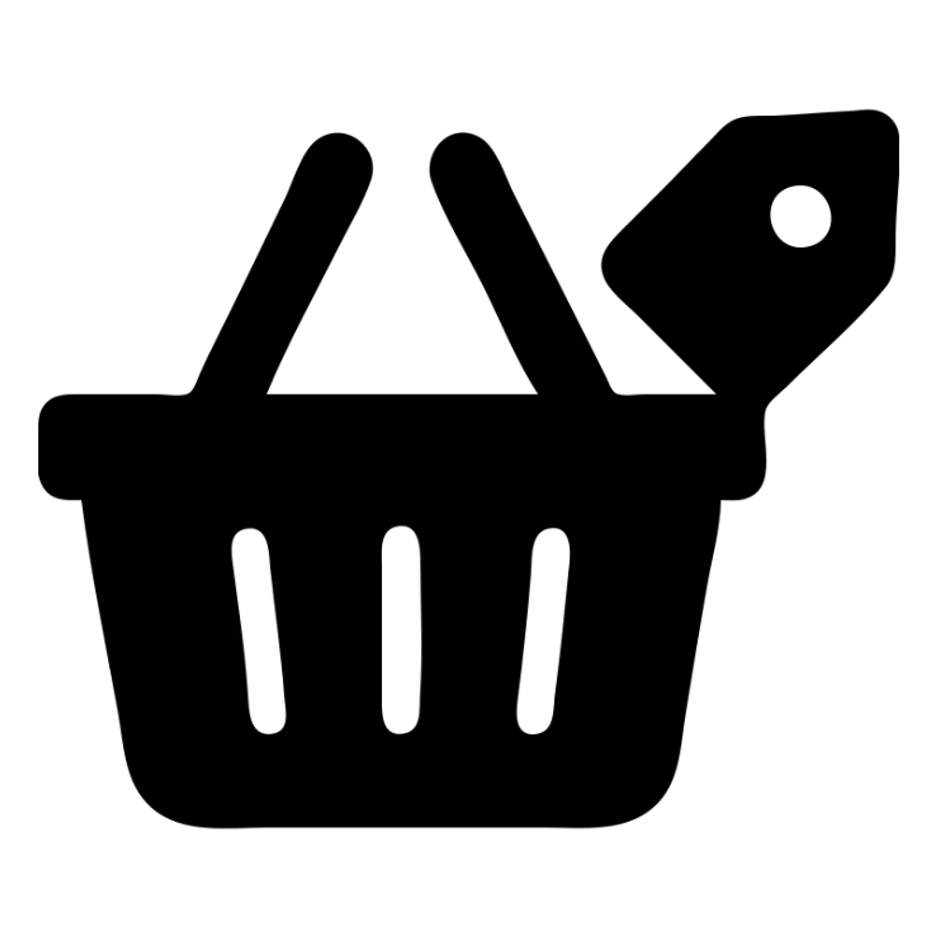 simple style shopping basket with price tag, vibrant turquoise background sticker