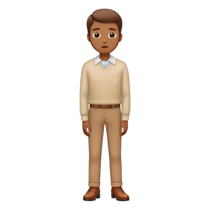 person standing and thinking, wearing brown shoes sticker