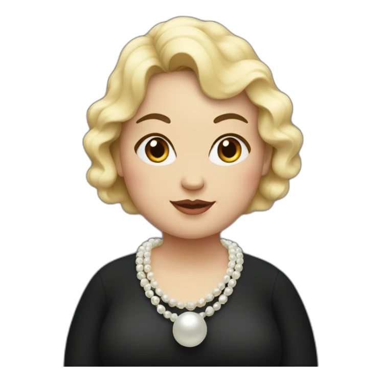 fat girl wearing a pearl necklace and a black coat sticker