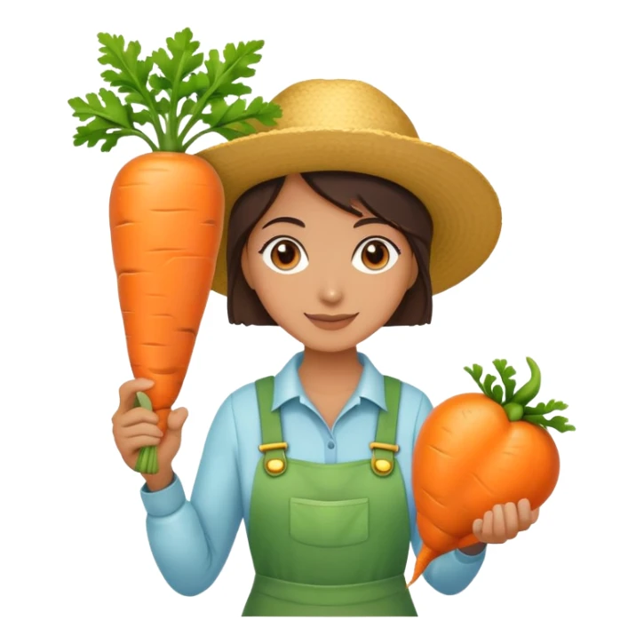 Female gardener with trophy and giant carrot sticker
