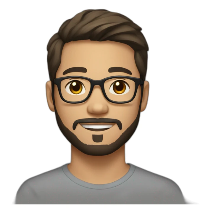 young vietnamese guy brown hair with parting mid long in the middle turtletoise glasses and a beard and light brown skin with beard sticker