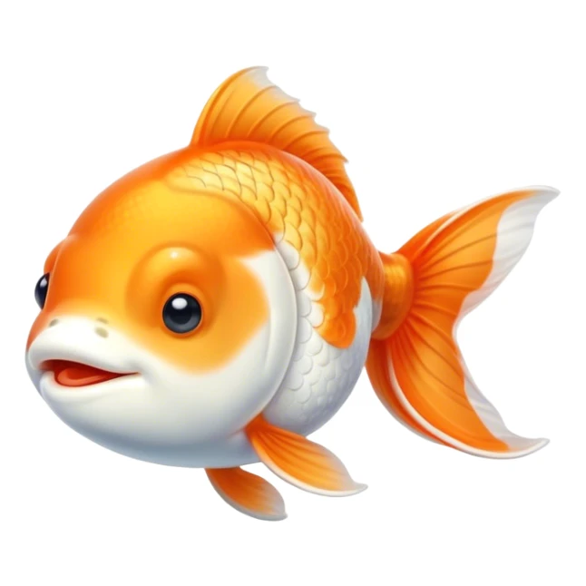Meme-Worthy Cute Sleeping Orange and White Goldfish Portrait Emoji, Head resting peacefully with a contented smile, showcasing a streamlined, graceful body with a luxuriously soft blend of orange and white, eyes closed in a serene, floating nap, Simplified yet hilariously adorable features, highly detailed, glowing with a soft, drowsy light, high shine, relaxed and utterly lovable, stylized with an air of playful laziness, bright and heartwarming, soft glowing outline, capturing the essence of a comically sleepy goldfish, so meme-worthy it feels like it could instantly become the next viral sensation of adorable slumber! sticker