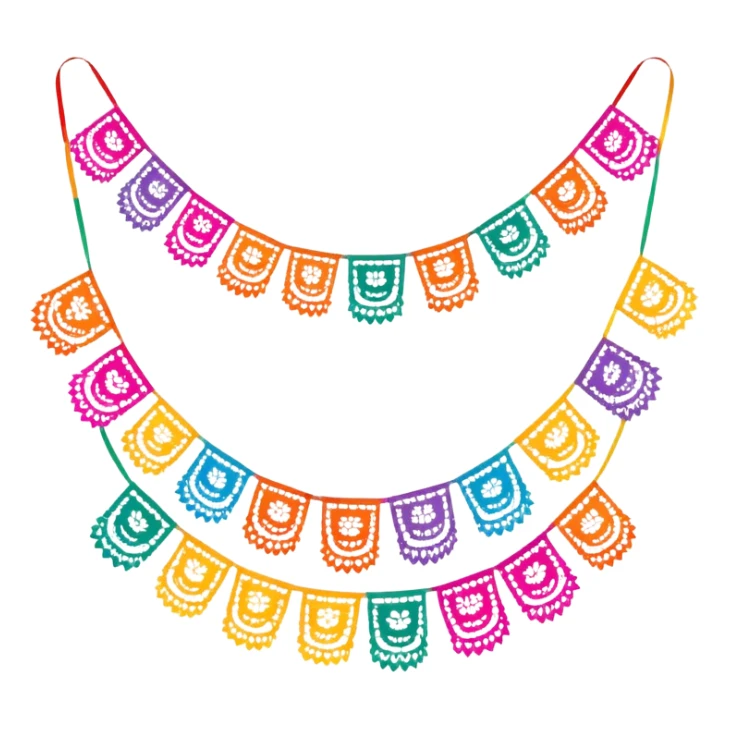 festive one garland of colorful mexican papel picado sticker