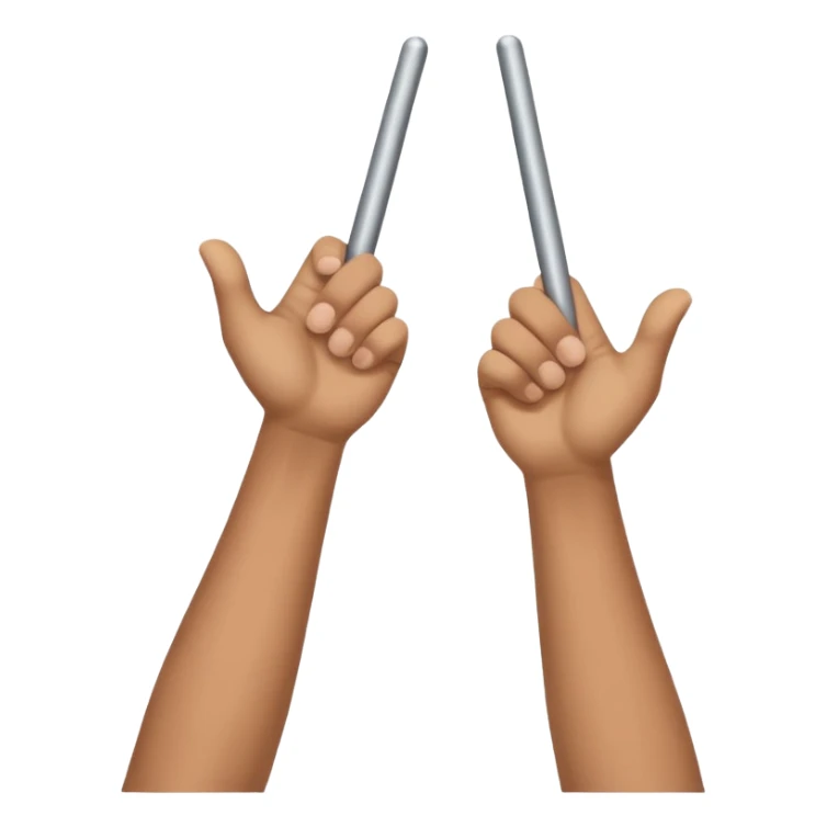 one hand above another hand holding imaginary pole with top hand looking like it’s moving up and down the pole sticker