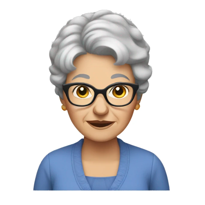 grandma, grey short hair, glasses, blue eyes sticker
