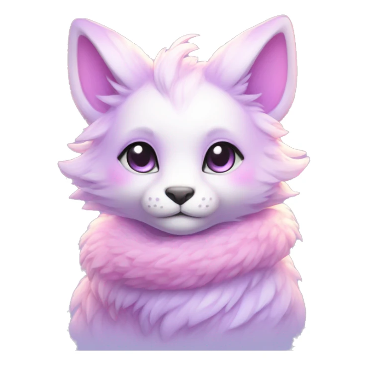 Kawaii cute colorful bright light pastel lilac-pink-white-gradient fantasy ethereal anthro fursona animal creature sticker
