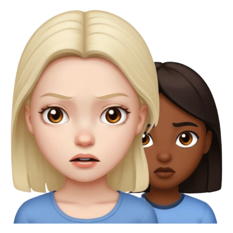 Envy - feeling of discontent at another's advantages or possessions - young plain girl looking angrily at a very pretty black girl  sticker