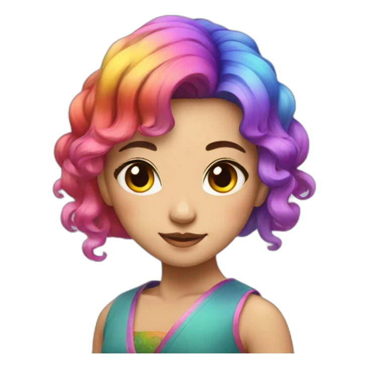 A beautiful Chinese with rainbow hair sticker