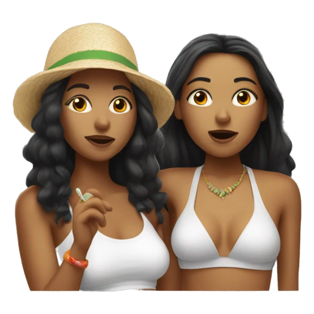 Two white latinas being stoners at the beach  sticker