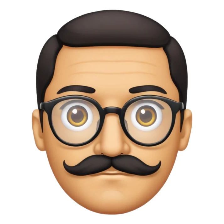 Olive colored man with thick glasses and black mustache  sticker
