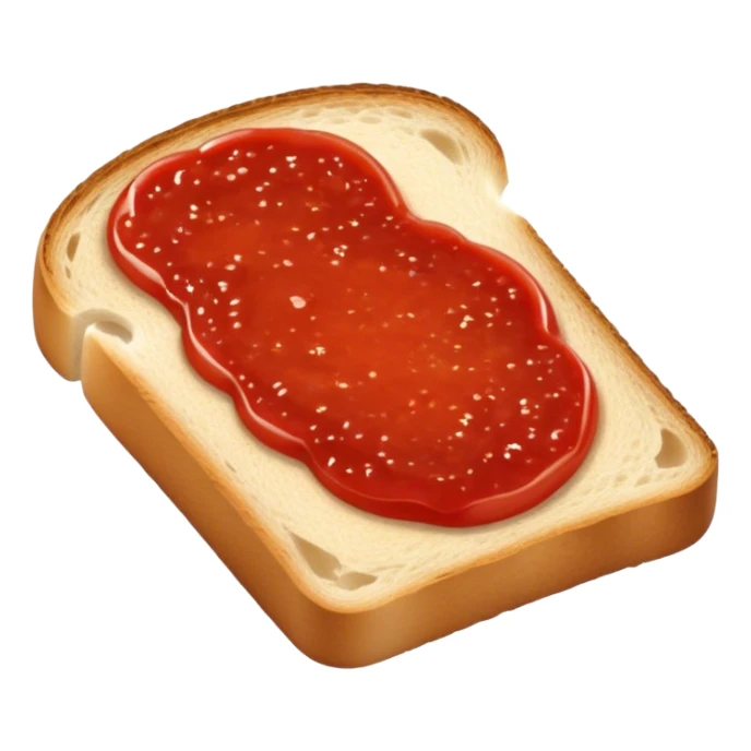 slice of bread with with a line small amount of tomatoe sauce on top sticker