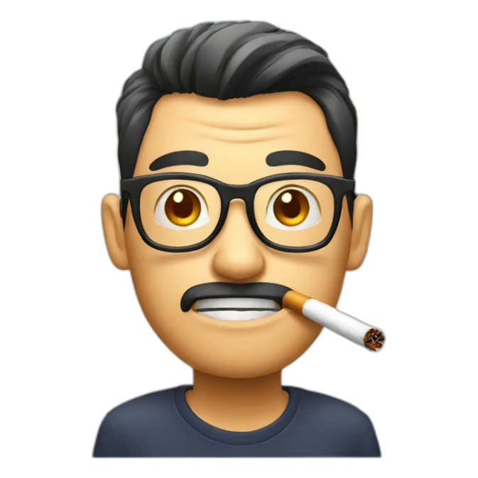 HongKong guy glasses worry face smoking sticker