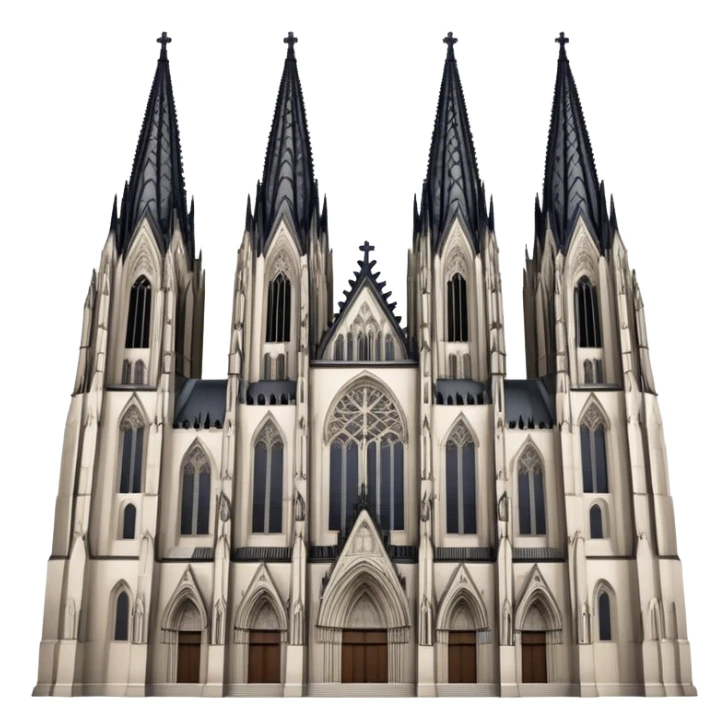 Cinematic Realistic Cologne Cathedral Landmark Emoji, showcasing Gothic architecture rendered with detailed stone textures and majestic, dynamic lighting. sticker