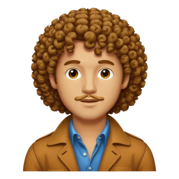 70s 80s men with curly hair style  sticker