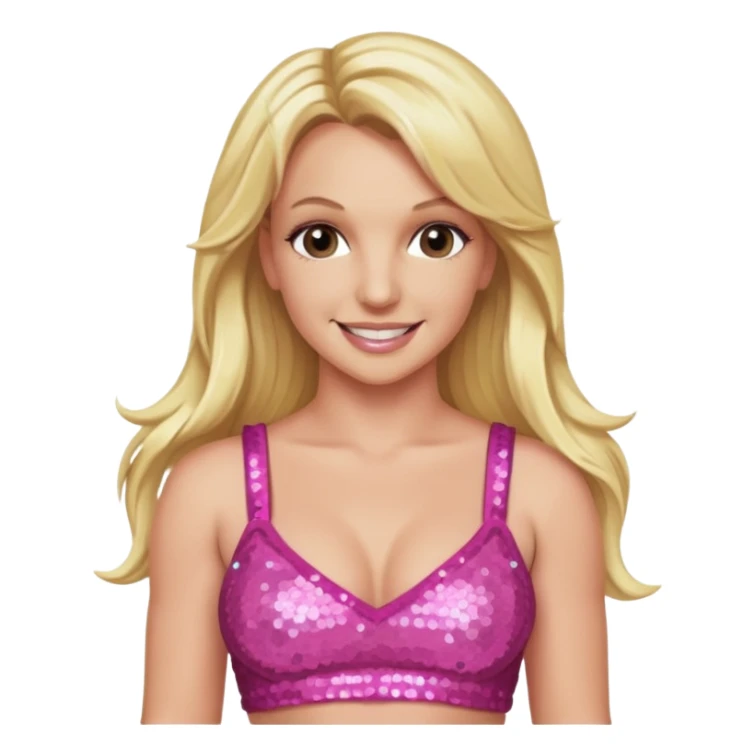 Britney Spears with long blonde hair, pink sequin crop top sticker
